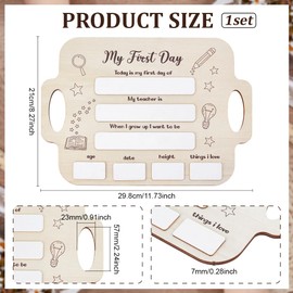 PH PandaHall First Day of School Board Sign, Wooden School Board Sign Back to Schools Gifts Photo Prop for Students, White, 11.7"x8.2"