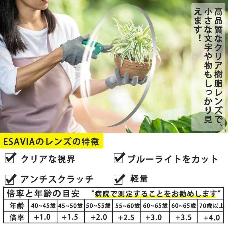 [ESAVIA] 老眼鏡 おしゃれ 超軽量 老眼用メガネ レディース メンズ ブルーライトカット 丸型フレーム眼鏡 UV