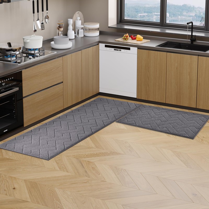 Machine Washable Kitchen Rugs Set (24" x 36"+24" x 60"),