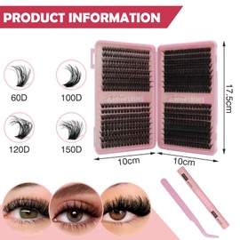 VEGCOO 560 Pezzi Ciglia Finte Ciuffetti Kit, 60-100-120-150D Curl Ciglia Finte Naturali Russian Eyelashes Extensions, Cluster Lashes per Ragazze e Donne (10-16mm Mix)