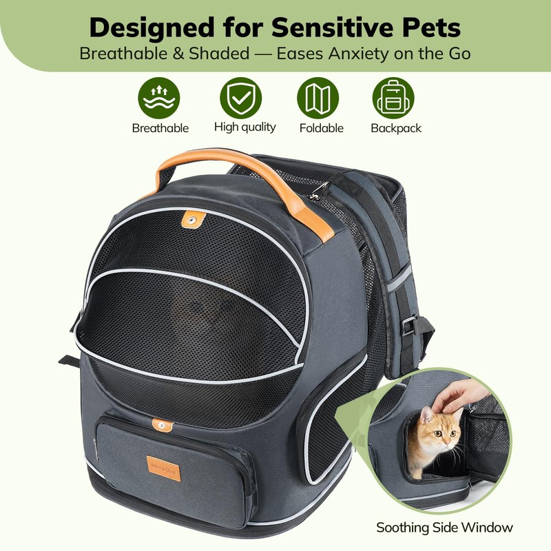 Morpilot Expandable Cat Carrier Backpack for Small Dogs & Cats