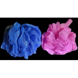 2 Set Shower Sponge Poof Bath Body Loofah Silicone Handle