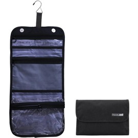 Tcdwla Toiletry Bag Men Women Hanging Toiletry Bag 1 Piece Wash Bag with Hook Foldable Large Capacity Multiple Chambers for Travel Bathroom Kids, black, Blue