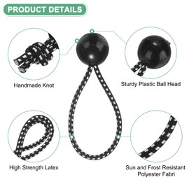 M METERXITY 10-Pack Ball Bungee Cords, 4 Inch High Elastic Canopy Tarp Tie Down Bungee Balls for Camping/Tent/Cargo Holding Wire Hoses/Patio Umbrellas/Shelter [Black White]