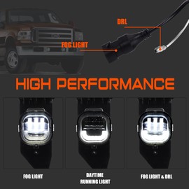 DRFG LED Fog Lights with DRL for 2005 2006 2007 Ford F250 F350 F450 F550 SUPER DUTY OEM Bumper Driving Fog Lamp Kit