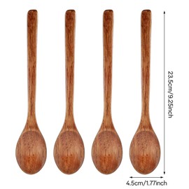 Classicseali 4pcs Wooden Cooking Spoons, Long Handle Wooden Spoons for Cooking, Woodens Cookings Spoon, for Stirring, Serving, Mixing, Tea, Coffee, Jam, Sugar, Ice Cream and Bath Salts