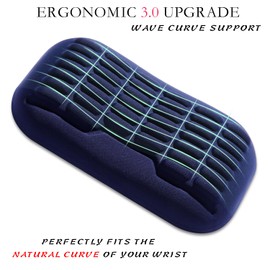 UnivoColors Ergonomic Mouse Wrist Rest,Latest 3.0 Wave Curve Design,High-Resilience Memory Foam Non-Slip Base,Reduces Wrist Fatigue,Ideal for Office Gaming & Long Hours of Use(Navy)