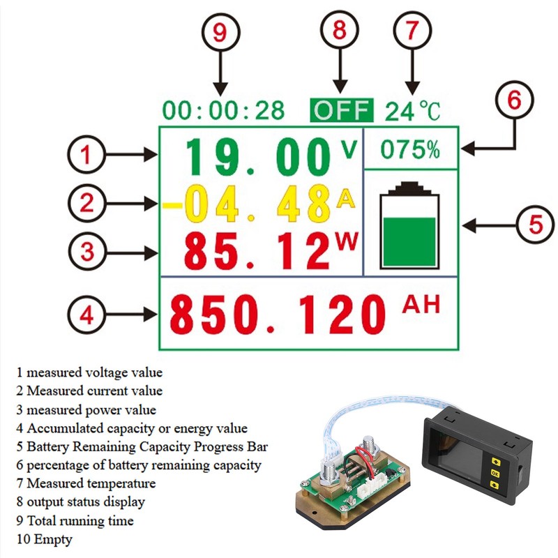 LCD Voltage Current Combo Meter Resin Energy Saving Wattmeter for