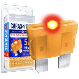 CARAX Glow Fuse – Premium Fuse Standard/Regular Blade ATC/ATO/ATS – 5A Kit 10 pcs – Glow When Blown LED Automotive Fuse – Smart Auto Glow Fuse Easy Identification – 10 pcs.