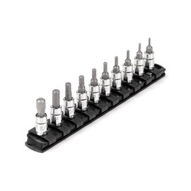 TEKTON 1/4 in Drive Hex Bit Socket Set with Rail, 10-Piece (5/64-5/16 in) | SHB90105
