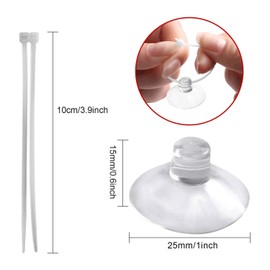 FEBSNOW Aquarium Suction Cups with Ties, Fish Tank Plant Holders