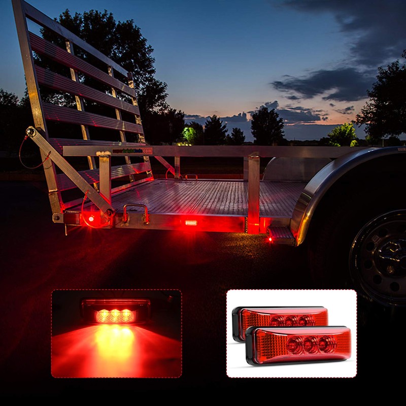 Nilight - TL-32 2PCS 3.9Inch 3 LED Truck Trailer Red