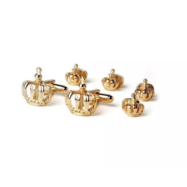 About Town NEW Gold King's Crown Cuff Links & Studs