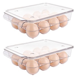 SHUESS Pack of 2 Freeze Egg Containers, Egg Box for 12 Eggs with Lid, Portable Egg Storage Box, Plastic Egg Container for Fridge, Suitable for Storing Eggs