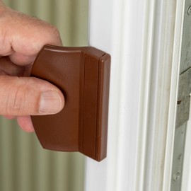 Door Pull Handle in Brown RAL 9077, ASA Plastic, for Patio Door, Balcony Door, Sliding Door, up to 70 mm Hole Spacing, 25 mm Height, Handle for Window Frames Made of Wood, Aluminium, Plastic Shell