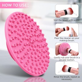 Norate Limpiador de brochas de maquillaje, solución limpiadora de brochas de maquillaje + tapete limpiador de brochas de maquillaje, almohadilla limpiadora de brochas para champú de limpieza profunda