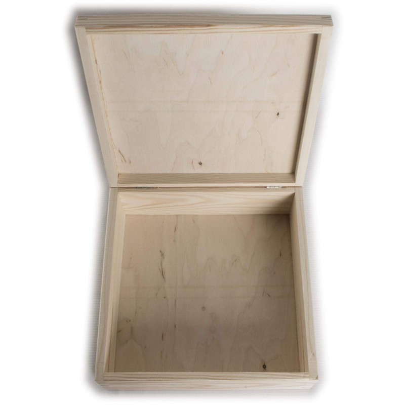 Square Wooden Box with Hinged Lid | 22.5 x 22.5