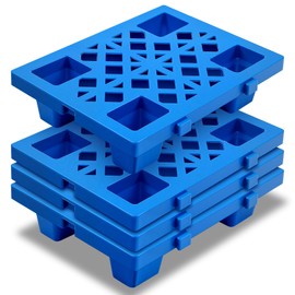 Thyle 4 Pcs Plastic Pallets for Basement Storage Lightweight Floor Pallet 15.75 x 11.8 x 3.94 Inch Nestable Moisture Proof with Breathable Grid Outside Anti Slip Garage Warehouse Supermarket