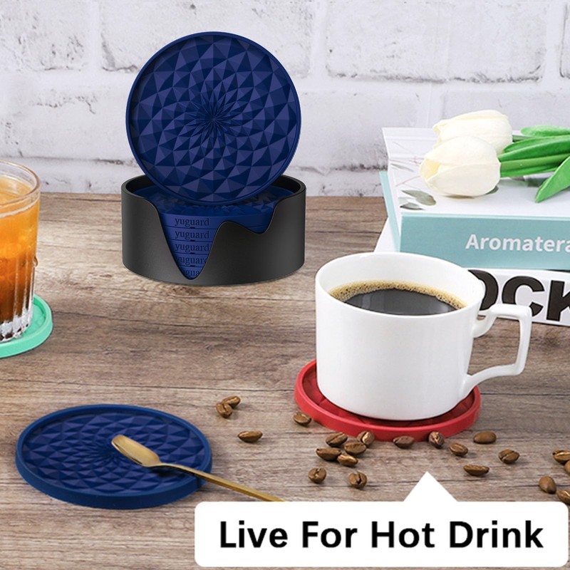 YUGUARD Silicone Coasters [6 Pack] Coasters with Holders - Drink