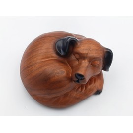 Pet Dog Urns for Ashes, Sleeping Resin Cremation Animal Urn and Sealed Bag, Decorative Funerary Memorial, Fur Keepsake, Ashes Necklace Keychain, Inkless Paw Print Kit, Picture Frames (Dachshund)