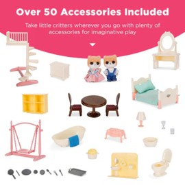 Bcp Portable Play Camper For Calico Critters With 43 Accessories & 2 Dolls