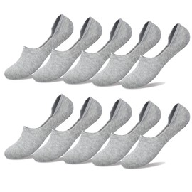 YouShow Sneaker Socks for Men and Women, 10 Pairs of Invisible Socks, Unisex, 10 x grey.