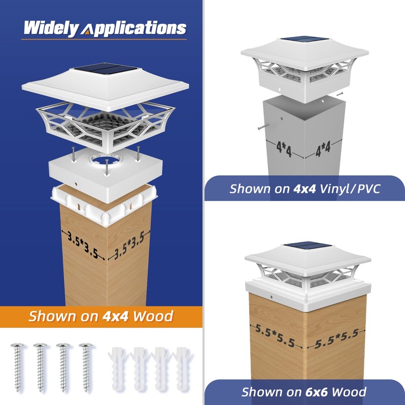 APONUO 4x4 Post Solar Lights,Post Cap Lights Solar Powered with