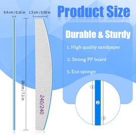 BLESWIN 25 PCS Professional Nail File, 240/240 Grit Nail Files for Natural Nails Emery Boards for Nails Doubled Sides Washable Fine Grit Nail File Manicure Tools for Home and Salon Use
