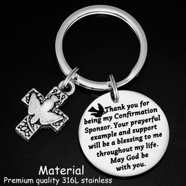 Kivosliviz Confirmation Sponsor Gifts Keychain Sponser Gift Appreciation Key Chain Thank You for Being My Confirmation Sponsors Keychain