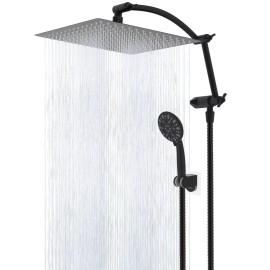 Hibbent All Metal 12" Rain Shower Head with Handheld Spray Combo with 16" Extension Arm