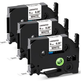 Oozmas Compatible with Brother TZe-221 AZe-221 TZ Tape 9 mm White Label Tape, Laminated Tape Cassette 9 mm Black on White Compatible with Brother Ptouch H105 D210 D400 H110 H107B Cube Labelling Tape