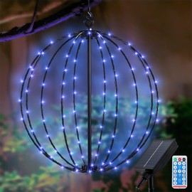 Solar String Light Garden, Metal Solar Lantern Lights 8 Modes 120 LEDs Waterproof Hanging Lights with Remote Solar Ornaments Lantern Lights for Outdoor Christmas Wedding Party Decoration