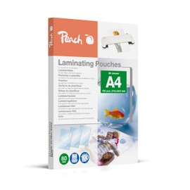 Peach Laminating pouches A4, 80 mic, 100 pouches, glossy, premium quality for best lamination results, compatible with all brand manufacturers, PP580-02