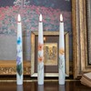 AFINETH Spring Flameless Taper Candles with Flowers, 9.6" Real Wax