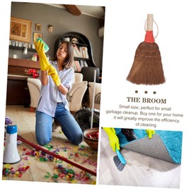 CHILDWEET Desktop Palm Fiber Broom Short Handle Cleaning Accessory for Home Office Dusting Durable Duster for Car Furniture and Hard to Reach Areas Easy Storage with Lanyard Random Color