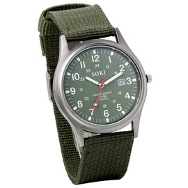 OIDEA Men's Tactical Military Watches: 24 Hour Time Analog Quartz Wrist Watches for Men Easy Reader Waterproof Luminous Date Sport Casual Field Watch Army Watch Nylon Strap - Color: Nylon Strap-Black