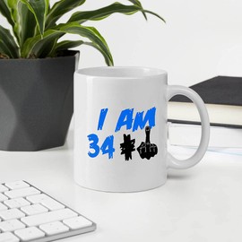 I Am 34 + 1 Years Old, Present Idea For Women Men 34th Birthday Who Born In 1987 11OZ White Ceramic Mug