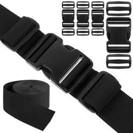 JOUTYFOR 2" Straps and Buckles Set: 6 Yard Nylon Webbing 2 inch Wide, 4 Pack Side Release Buckle, 8 pcs Tri-Glide Sliders, Plastic Clip Fasteners Replacement Heavy Duty Dual Adjustable No Sew