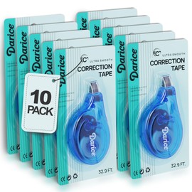 Darice 10-Pack White Out Correction Tape - Easy To Use Applicator For Instant Corrections - 32.9 FT Each White Out Tape For School, Office, Home Use