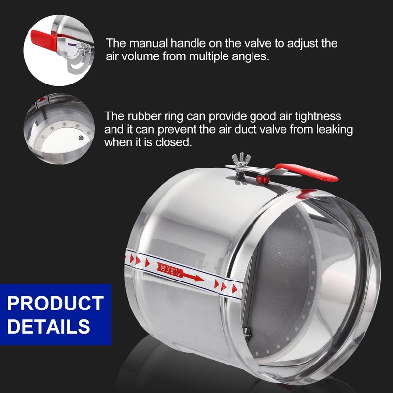PATIKIL HVAC Duct Manual Volume Backdraft Damper, 8 Inch, Airflow