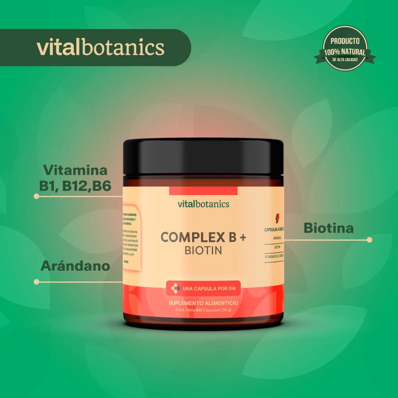 Vitaminas Complejo B + Biotina + Arandano 60 Capsulas
