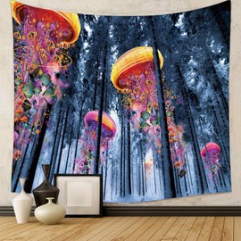 SteadyINK® – Psychedelic Jellyfish Forest Tapestry – 200x150CM Wall Hanging with Vibrant 3D Colors – Surreal Aesthetic Decor for Bedroom, Meditation, Living Room – Durable Fabric