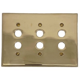 Triple Gang Brass Push Button Switch Plate