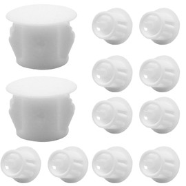 Auvotuis 50Pcs White Plastic Round Hole Plugs, 3/8Inch (10mm) Flush Mount Panel Plug Snap for Table, Chair, Furniture