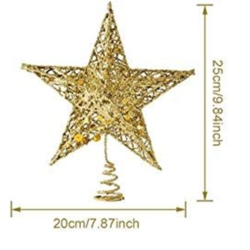 20cm Christmas Tree Topper, Gold Tree Topper Star Xmas Star