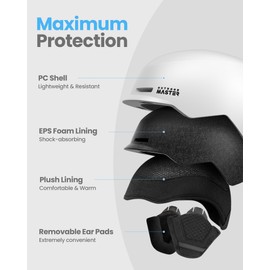 OutdoorMaster Kudu Ski Helmet, Snowboard Helmet for Men & Women - Adjustable Fit, Durable PC Shell & Shock-Absorbing EPS Core - Snow Sport Helmet for Adults & Youth - White, L