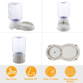 3.5L/1Gal Self-Dispensing Gravity Pet Water Dispenser Automatic Pet Waterer for Cats & Dogs Pet Bowls & FeedersColor: Beige Color