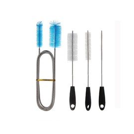 Generic 4 PCS Double Headed bidirectional Nylon Cleaning Brushes, Drain Brushes with Handles, Straw Cleaning Brushes, Black White Blue