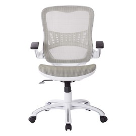OSP Home Furnishings Riley Ventilated Manager's Office Desk Chair with Breathable Mesh Seat and Back, White Base with Blue