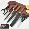 6 PCS Kitchen Knife Set and sharpener without Block, High